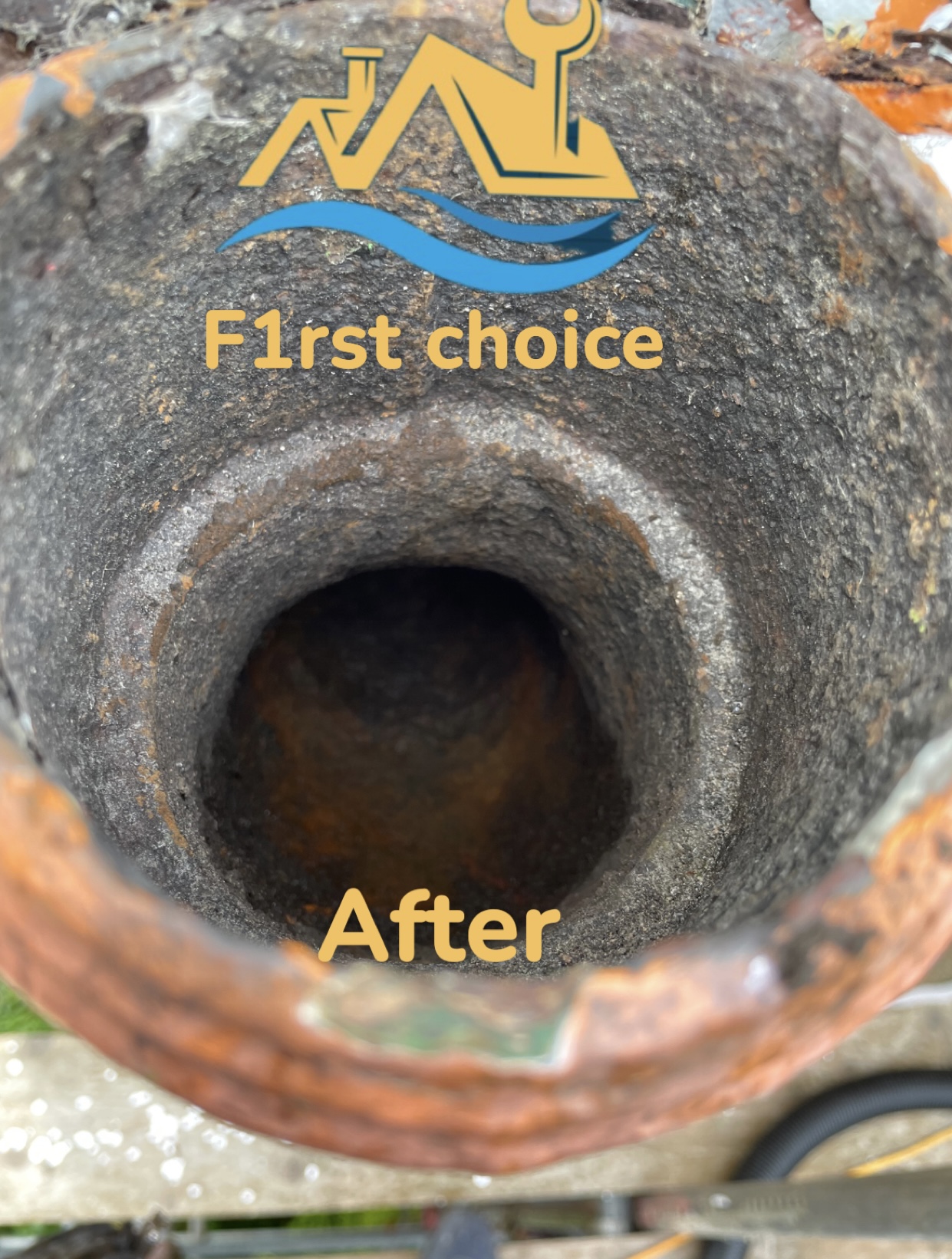 Downpipe after professional cleaning