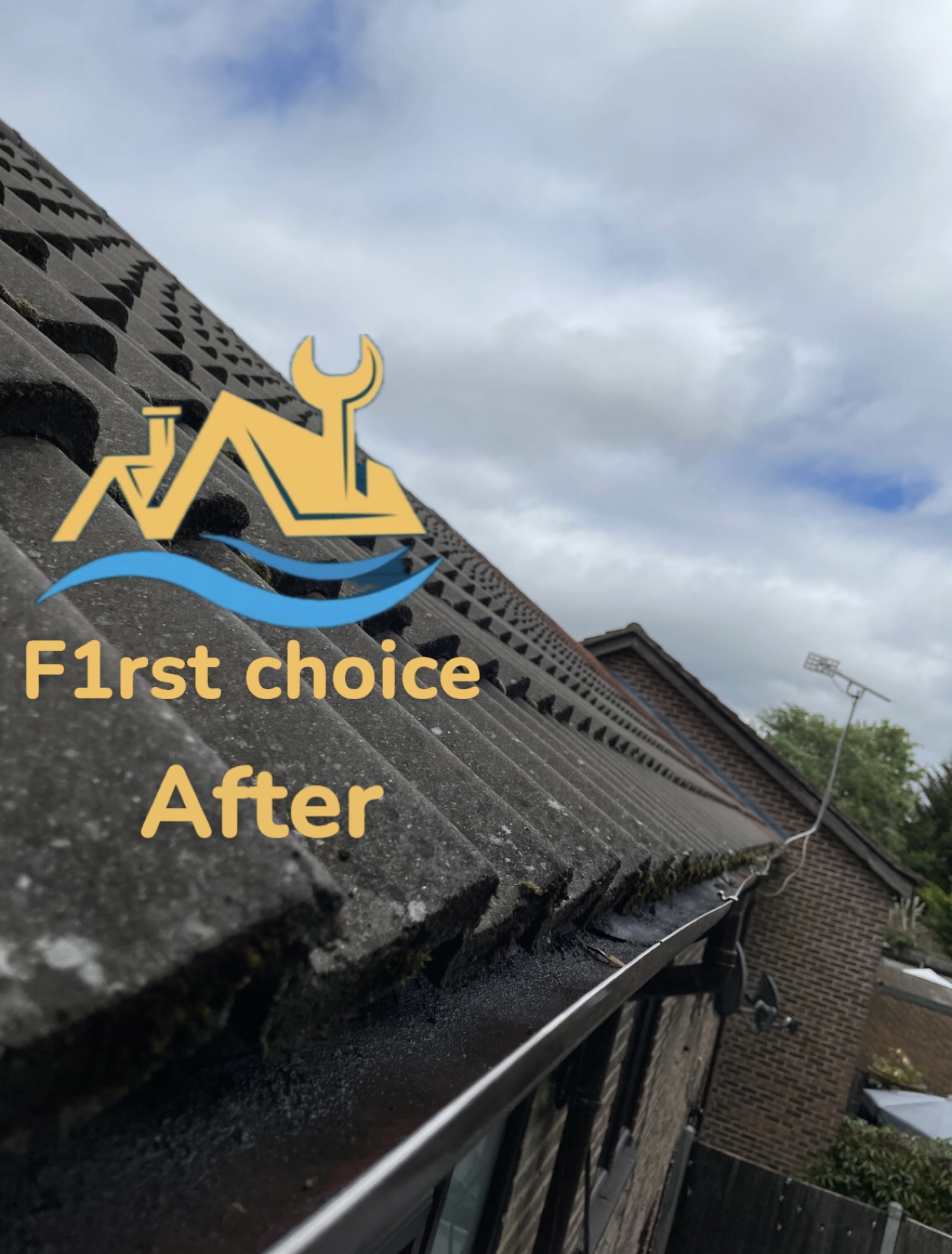 Gutter fully cleared after cleaning